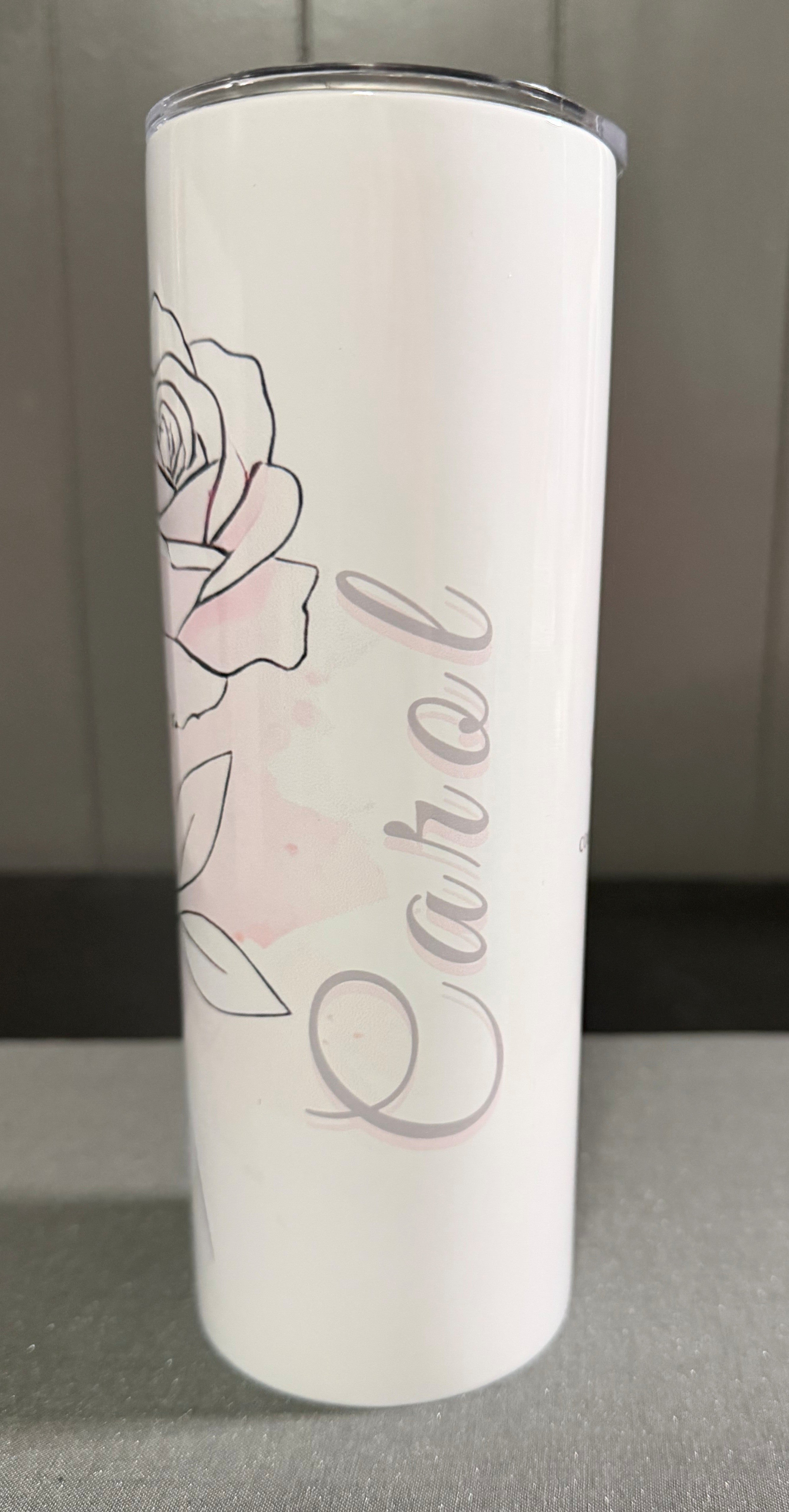 Personalized Birth Flower Tumbler | Custom Name Birth Month Flower Travel Tumbler | Floral Name Tumbler