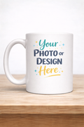 Personalized 15oz Sublimation Mug, Custom Photo Coffee Mug, White Ceramic Cup, Custom Gift for Her Him, Design Your Own Mug