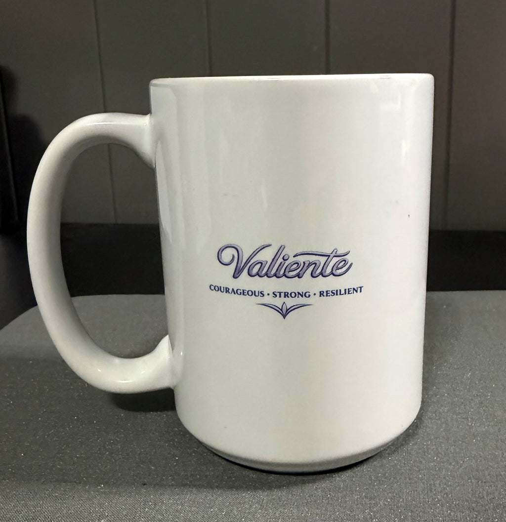 Lion Coffee Mug 15 oz | Courage Strength Resilience Mug | Valiente Lion Shield | Inspirational Gift for Him Her